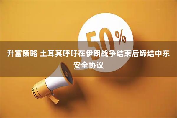升富策略 土耳其呼吁在伊朗战争结束后缔结中东安全协议