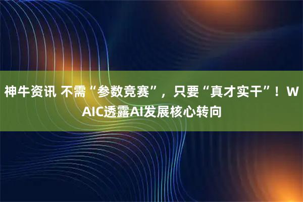 神牛资讯 不需“参数竞赛”，只要“真才实干”！WAIC透露AI发展核心转向